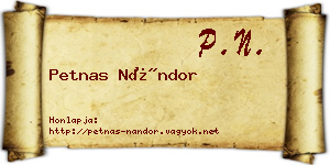 Petnas Nándor névjegykártya